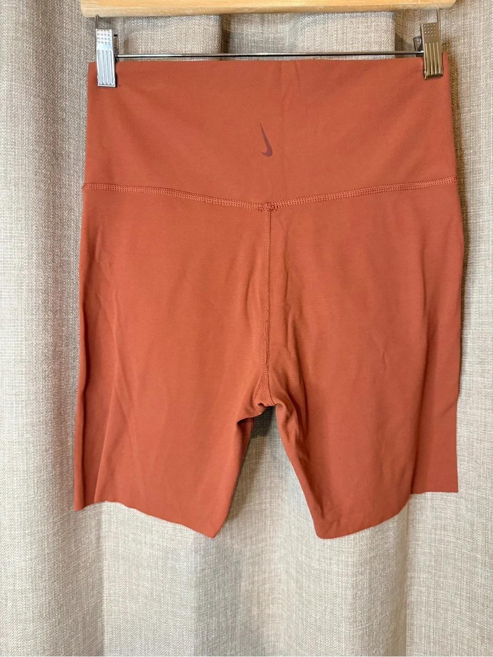Nike Yoga Dri-FIT High Rise Leggings Altered to Biker Length Rust Orange L